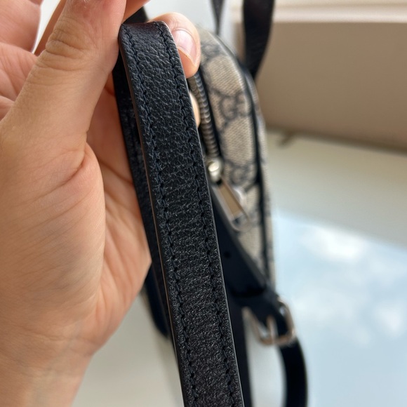 SOLD!Gucci GG Supreme Logo Monogram Navy Leather Trim Ophidia Mini Crossbody Bag - Picture 13 of 13